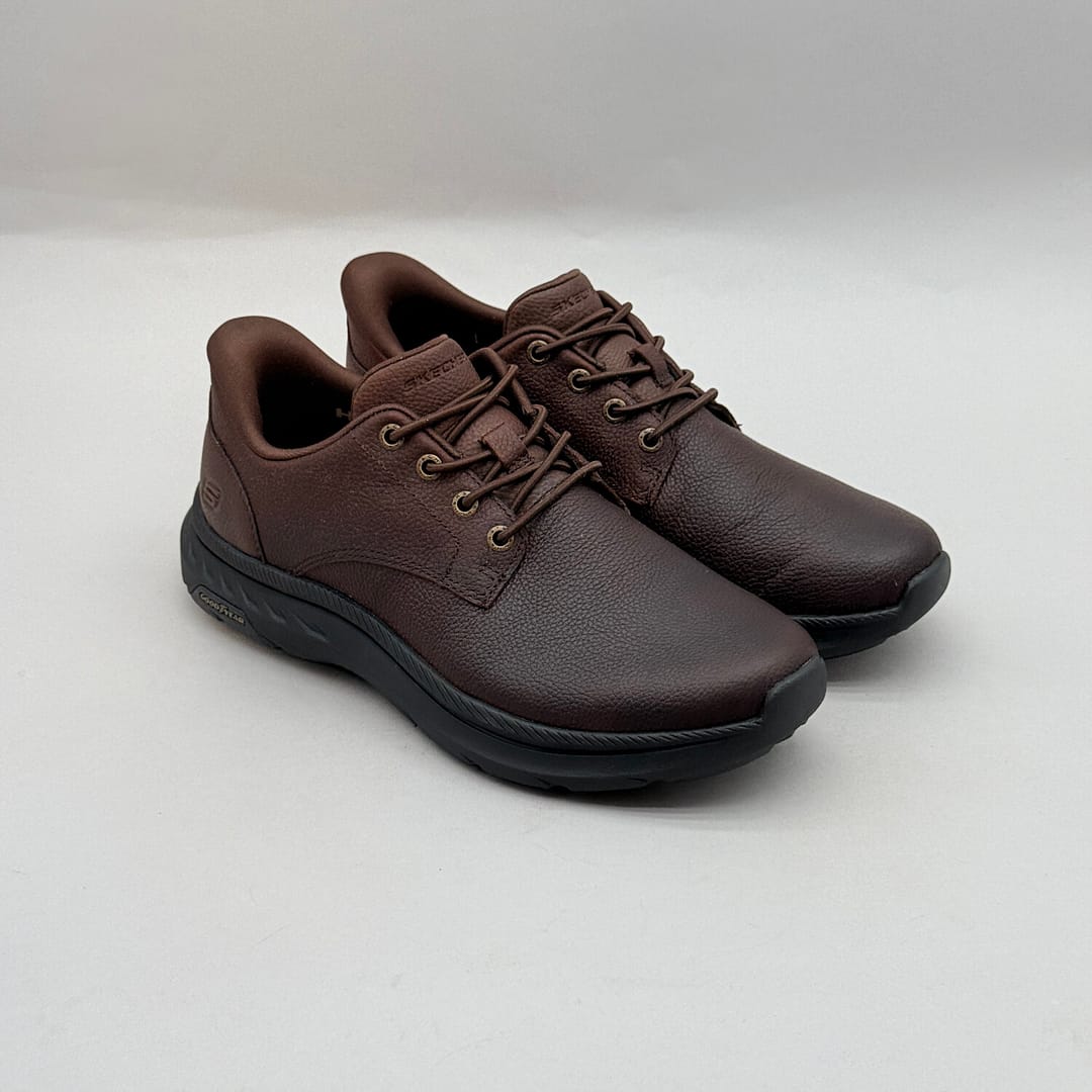 Zapato Hombre Skechers Pollard Colt Slip-ins Marrón Piel 205895 SK-538 Zapato Skechers Pollard Colt 205895 marrón de piel para hombre con suela Goodyear SK-538