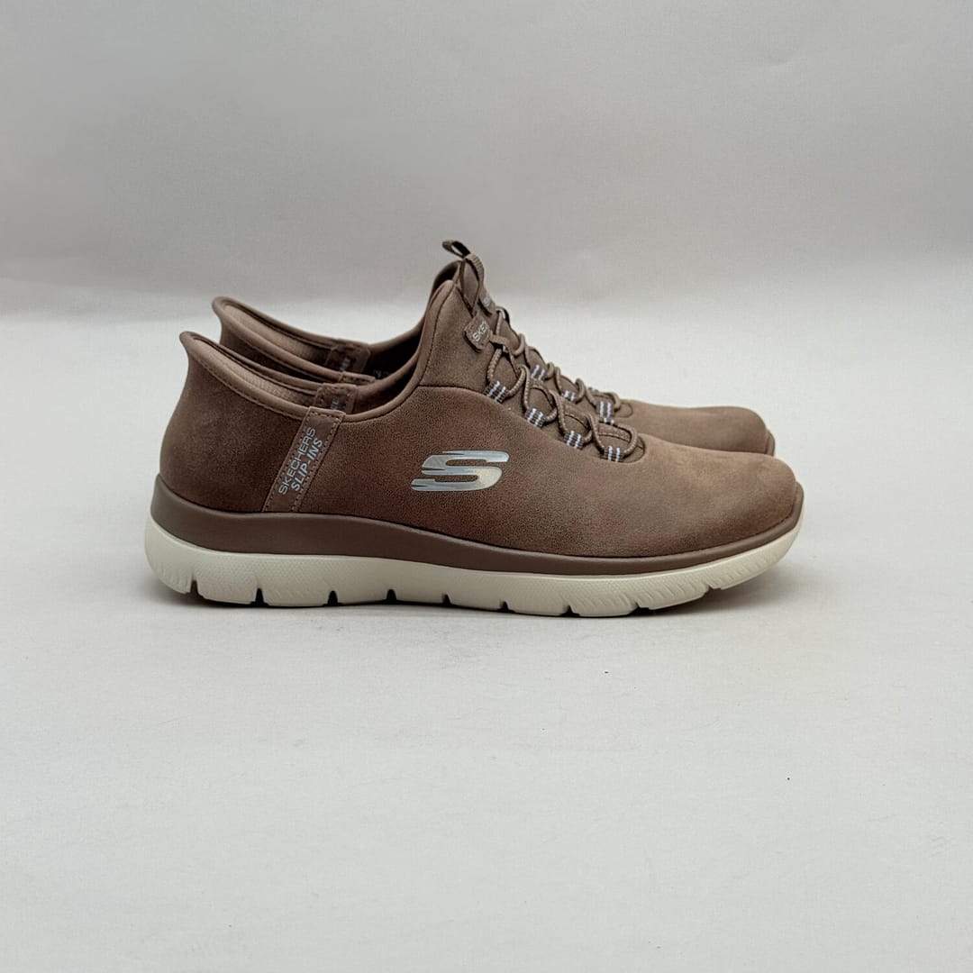Deportivas Mujer Skechers Slip-ins Beige Marrón SK-62 Deportivas Skechers Slip-ins beige marrón para mujer SK-62 con plantilla extraíble