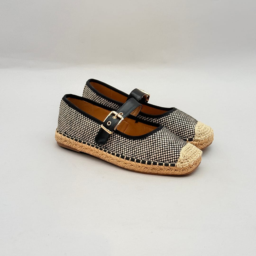 Bailarina Yute con Hebilla Amarpies DJT30674 Mujer DA322 Bailarina yute con hebilla Amarpies DJT30674 color negro y beige para mujer