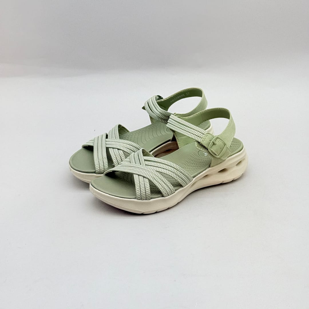 Sandalia Cuña Air Kaki Amarpies ABZ28656 Mujer DA326 Sandalia cuña Air kaki Amarpies ABZ28656 con tiras elásticas y velcro
