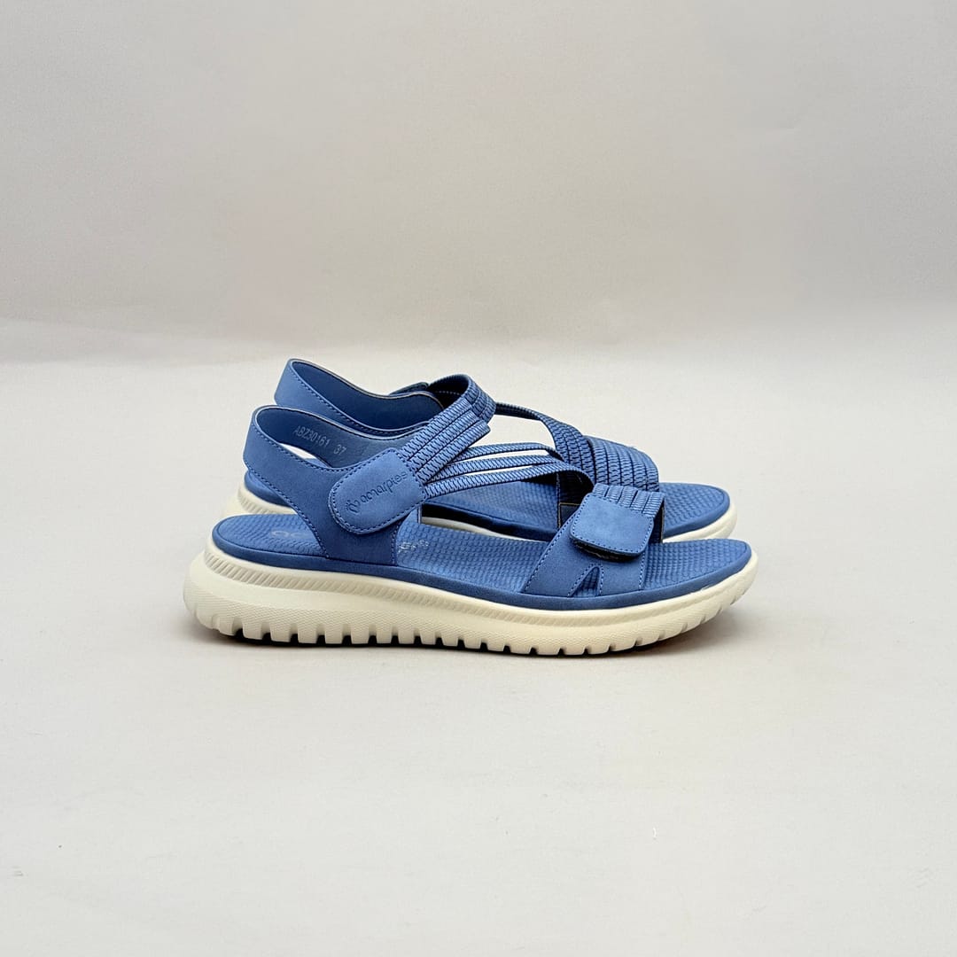 Sandalia Confort Jeans Amarpies ABZ30161 Mujer DA331 Sandalia confort jeans Amarpies ABZ30161 con velcro y bandas elásticas