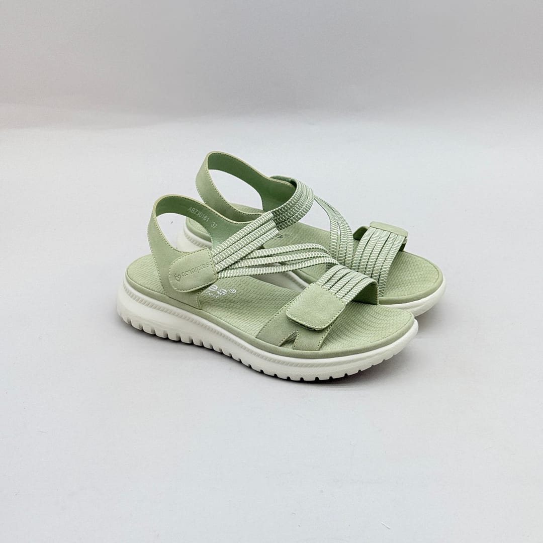 Sandalia Confort Verde Amarpies ABZ30161 Mujer DA332 Sandalia confort verde Amarpies ABZ30161 con velcro y bandas elásticas