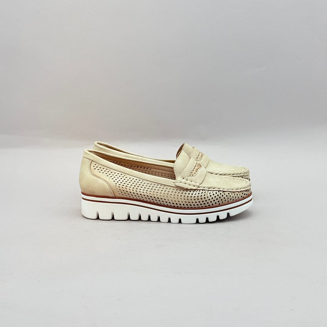 Mocasín Beige Cuña Plantilla Extraíble Mysoft Mujer 68010 Mocasín Beige Cuña Plantilla Extraíble Mysoft Mujer 68010 MY36