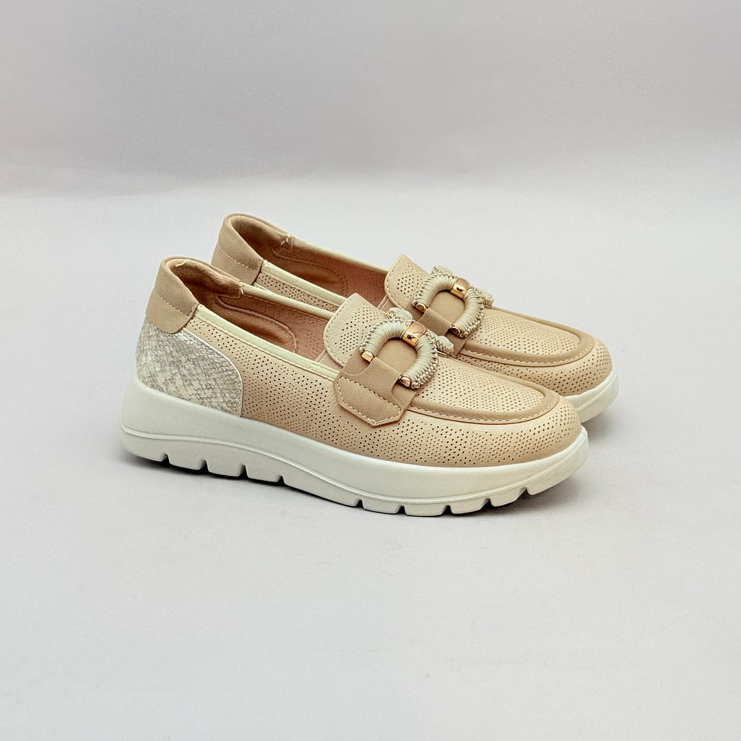 Mocasín Taupe Horma Ancha Plantilla Extraíble Mysoft Mujer 26M262 Mocasín Mysoft 26M262 taupe mujer con plantilla extraíble