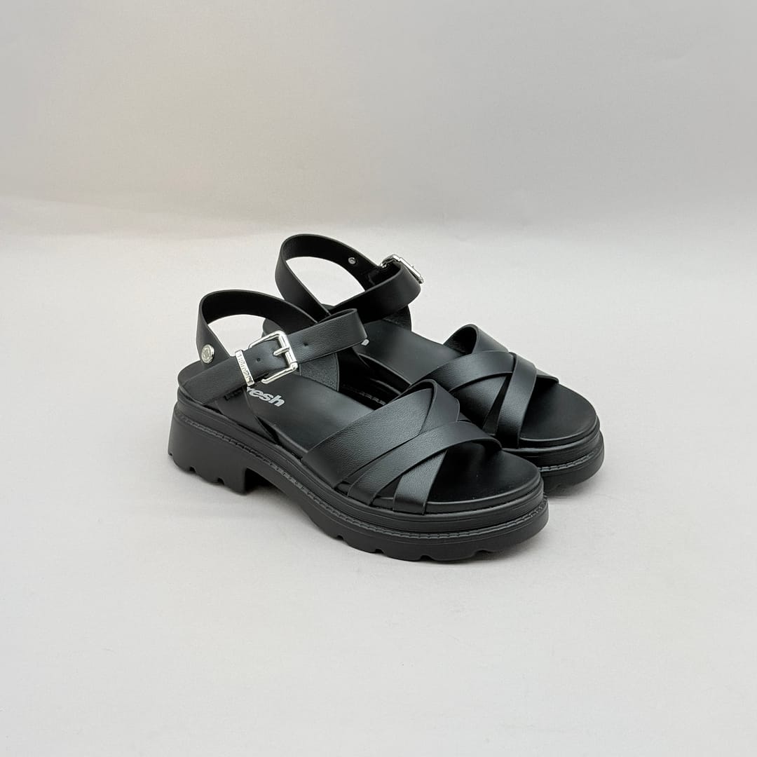 Sandalia Refresh Negra Plataforma Baja Mujer Sandalia Plataforma Negra Refresh Mujer Cómoda REF17