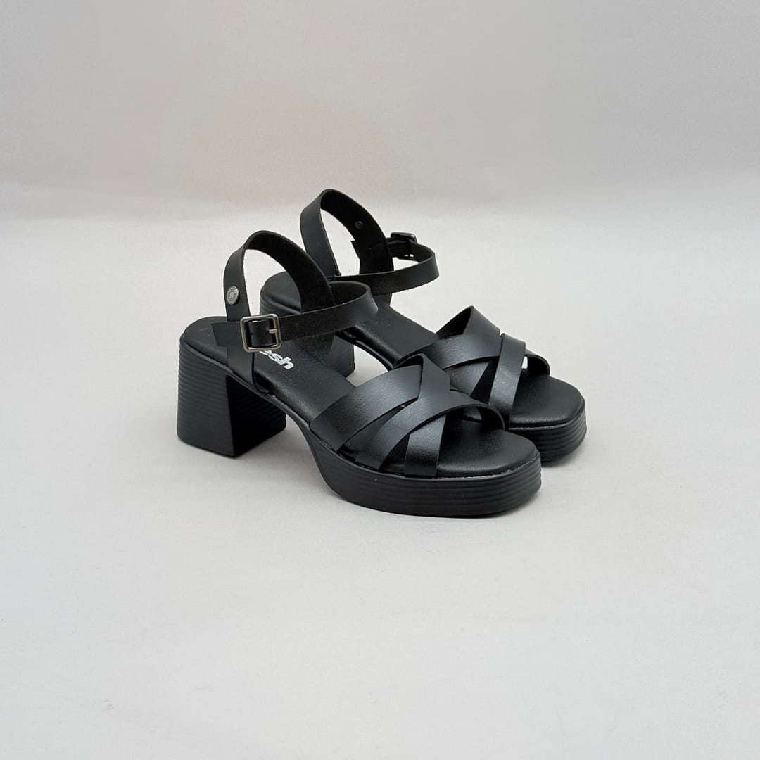 Sandalia Refresh Negra Plataforma Mujer Sandalia Tacón Negra Refresh Mujer Plataforma Cómoda